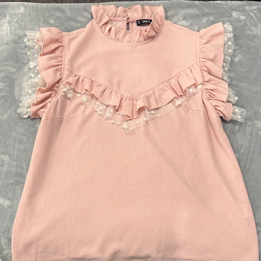 SHEIN Pink Ruffled Blouse